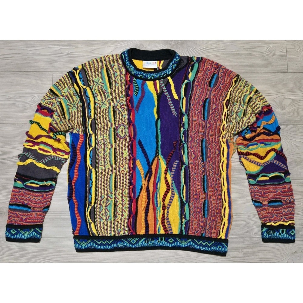 Vintage Coogi Sweater 3D Australia Men's M Multi Color Mercerized Cotton *READ*